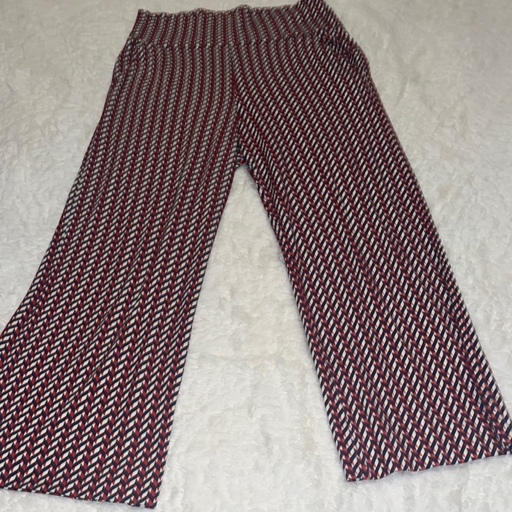 CAbi Red and Navy Wide Leg Pants
